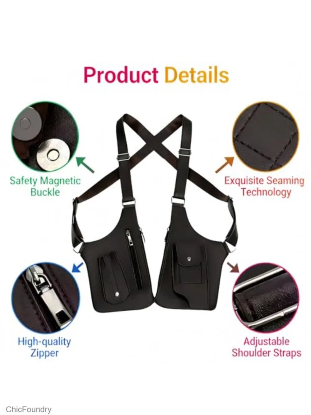Tactical Concealed Carry Underarm Holster Bag Men Crossbody Travel Wallet